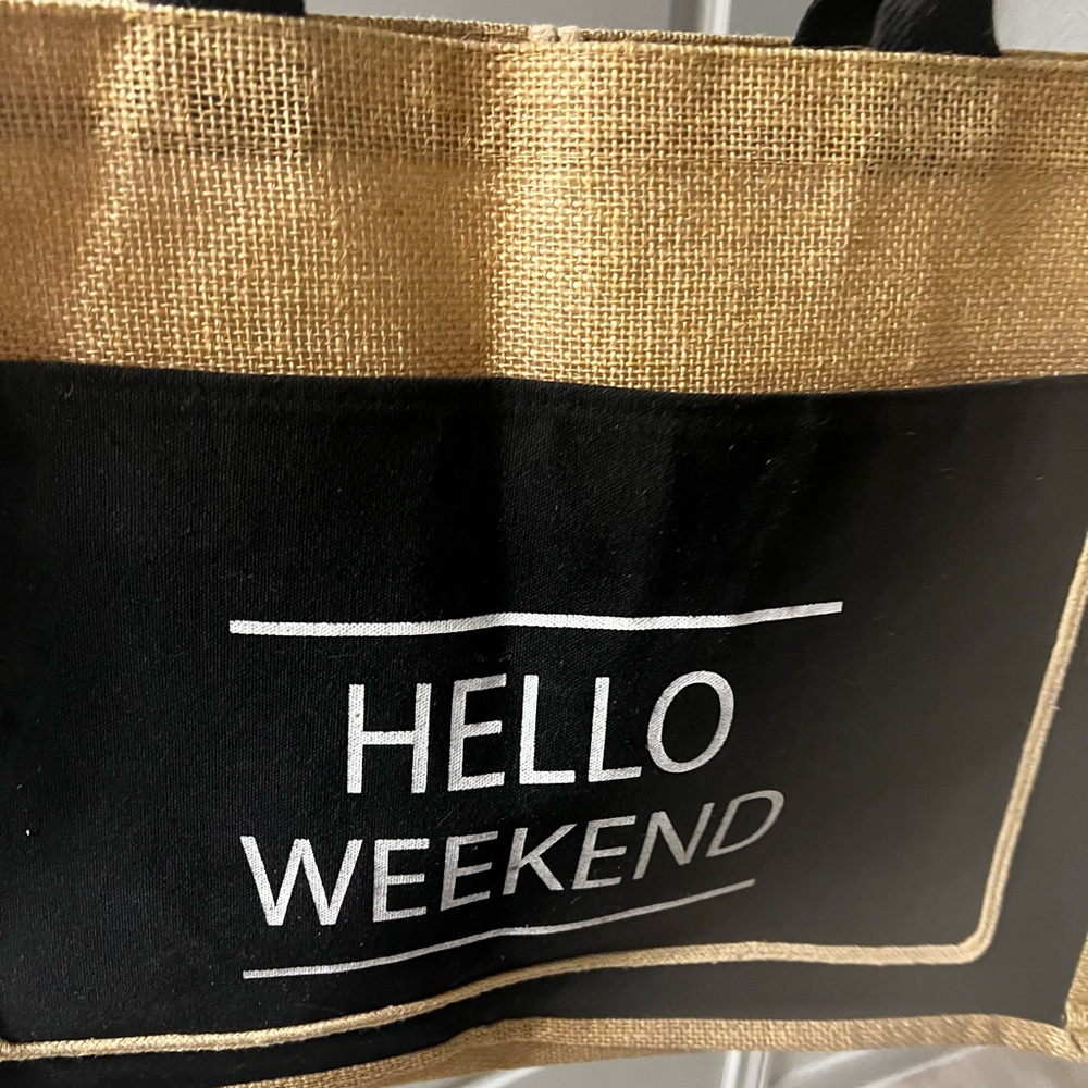 Hello Weekend Jute Tote Bag - Picture 3 of 4